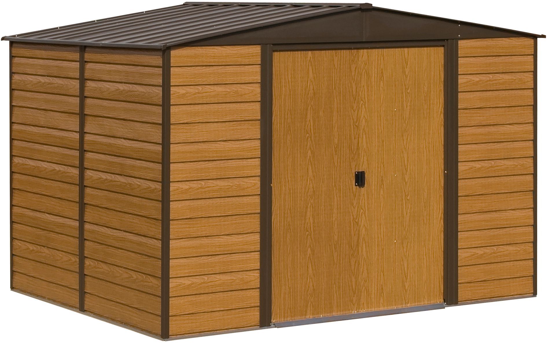 Arrow Woodvale 10x8 ft Apex Coffee Metal 2 door Shed with floor - Assembly service included