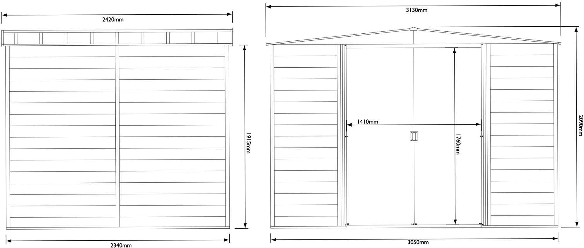 Arrow Woodvale 10x8 ft Apex Coffee Metal 2 door Shed with floor - Assembly service included