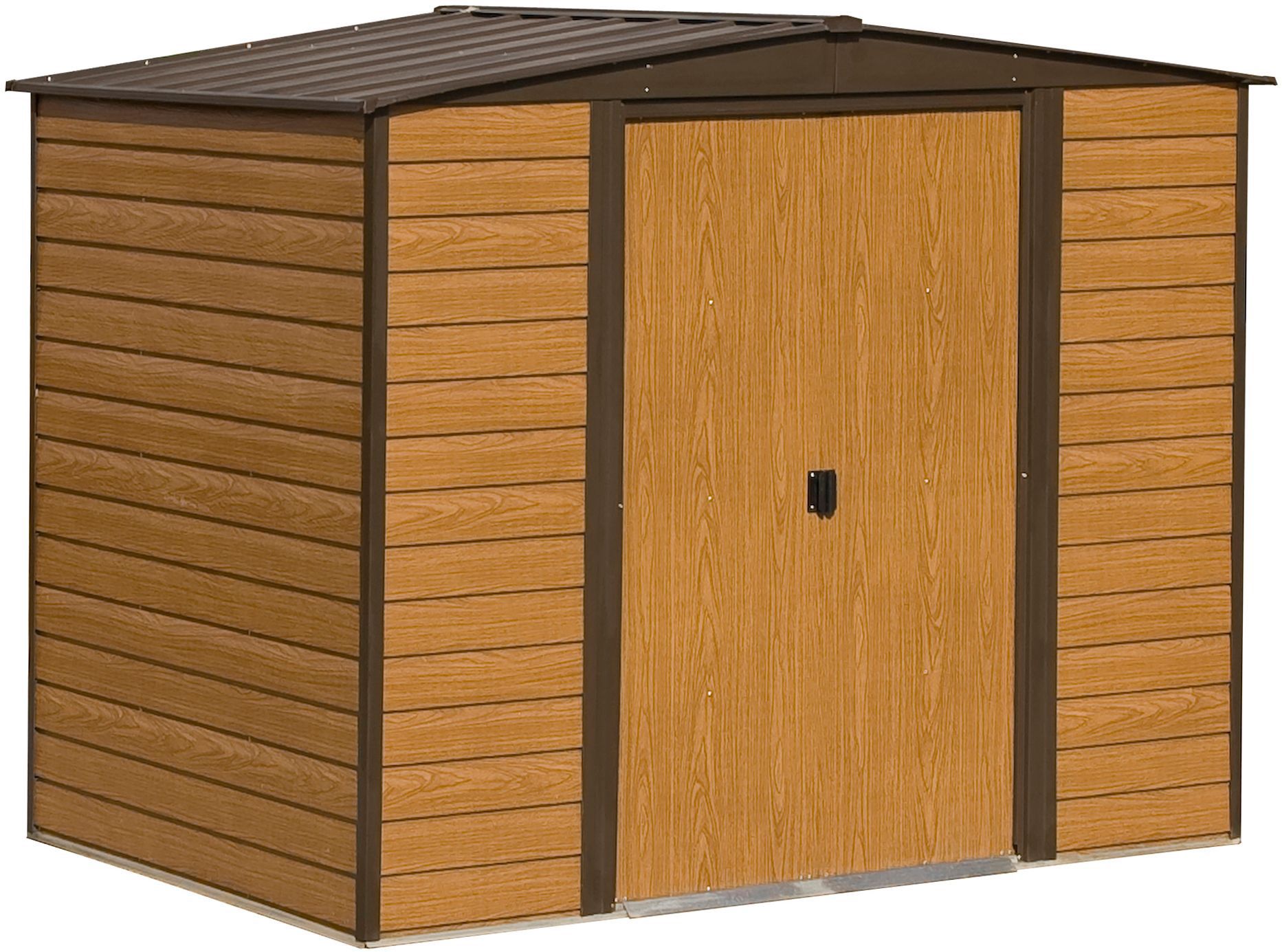 Arrow Woodvale 8x6 ft Apex Coffee Metal 2 door Shed with floor - Assembly service included