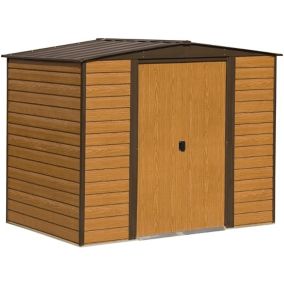 Arrow Woodvale 8x6 ft Apex Coffee Metal 2 door Shed with floor - Assembly service included