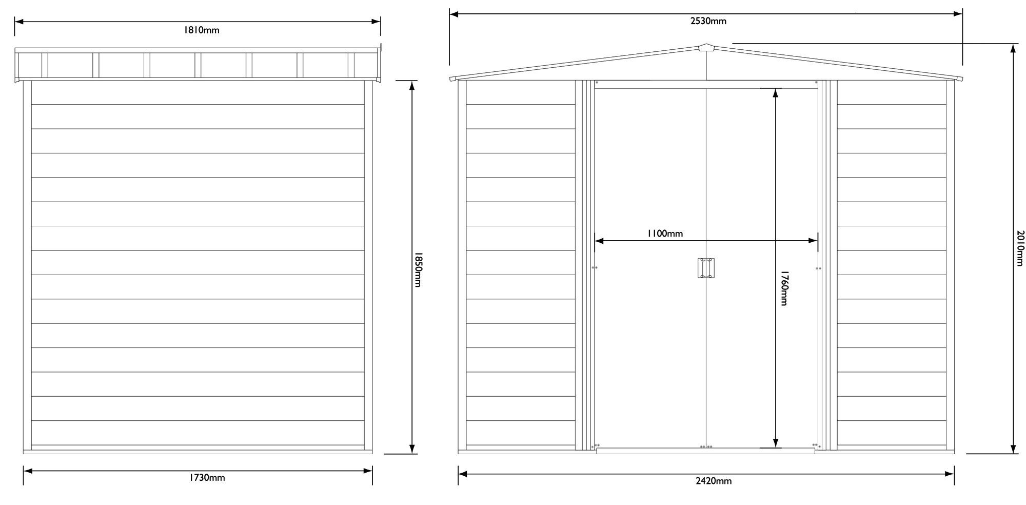 Arrow Woodvale 8x6 ft Apex Coffee Metal 2 door Shed with floor - Assembly service included