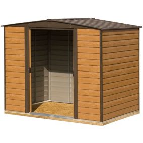 Arrow Woodvale 8x6 ft Apex Coffee Metal 2 door Shed with floor