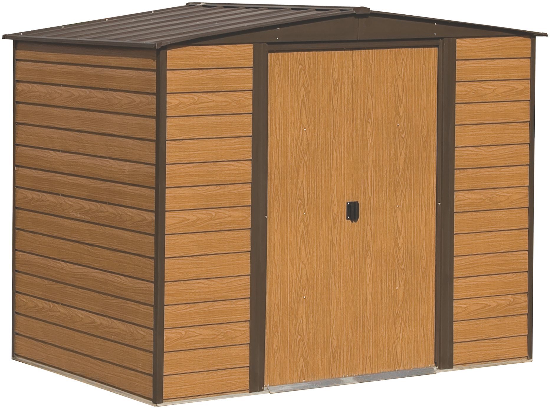Arrow Woodvale 8x6 ft Apex Coffee Metal 2 door Shed with floor