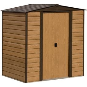 Arrow Woodvale Apex Coffee Metal 2 door Shed with floor - Assembly service included