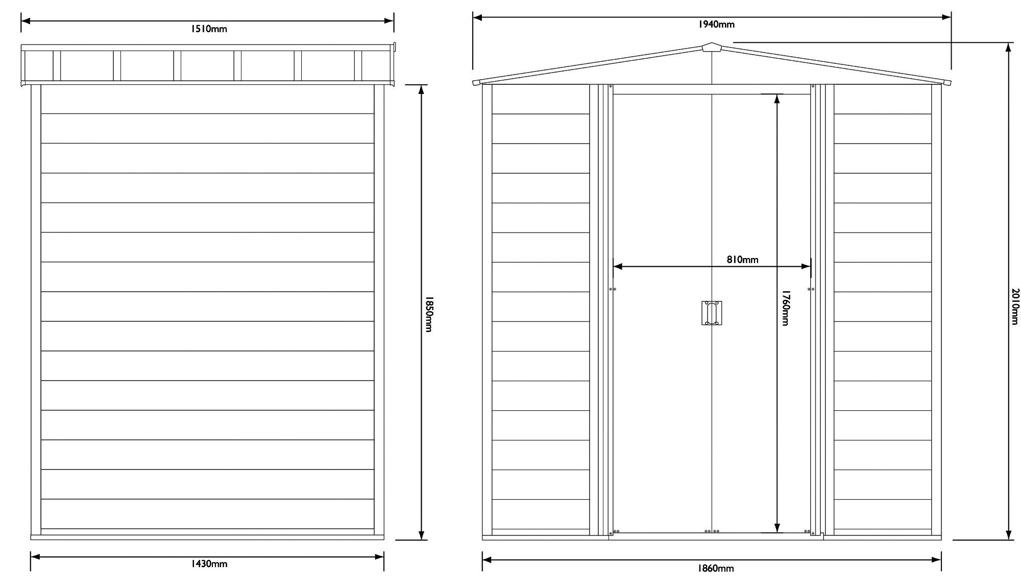 Arrow Woodvale Apex Coffee Metal 2 door Shed with floor - Assembly service included