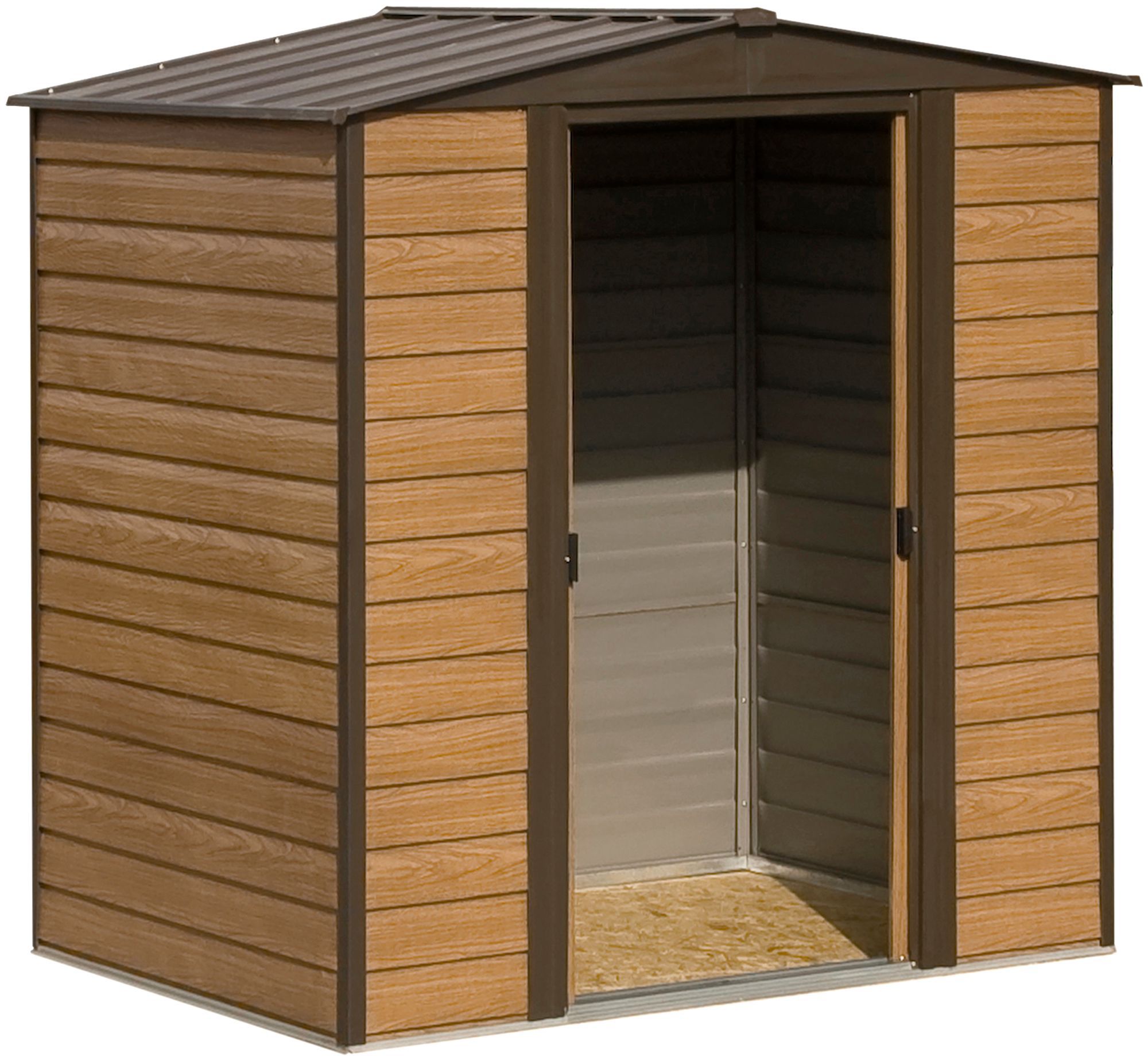 Arrow Woodvale Apex Coffee Metal 2 door Shed with floor - Assembly service included