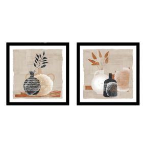 Arthouse Abstract Vases Earth Tones Canvas art, Set of 2 (H)30cm x (W)30cm