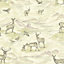 Arthouse Bancroft Green & pink Stags Textured Wallpaper