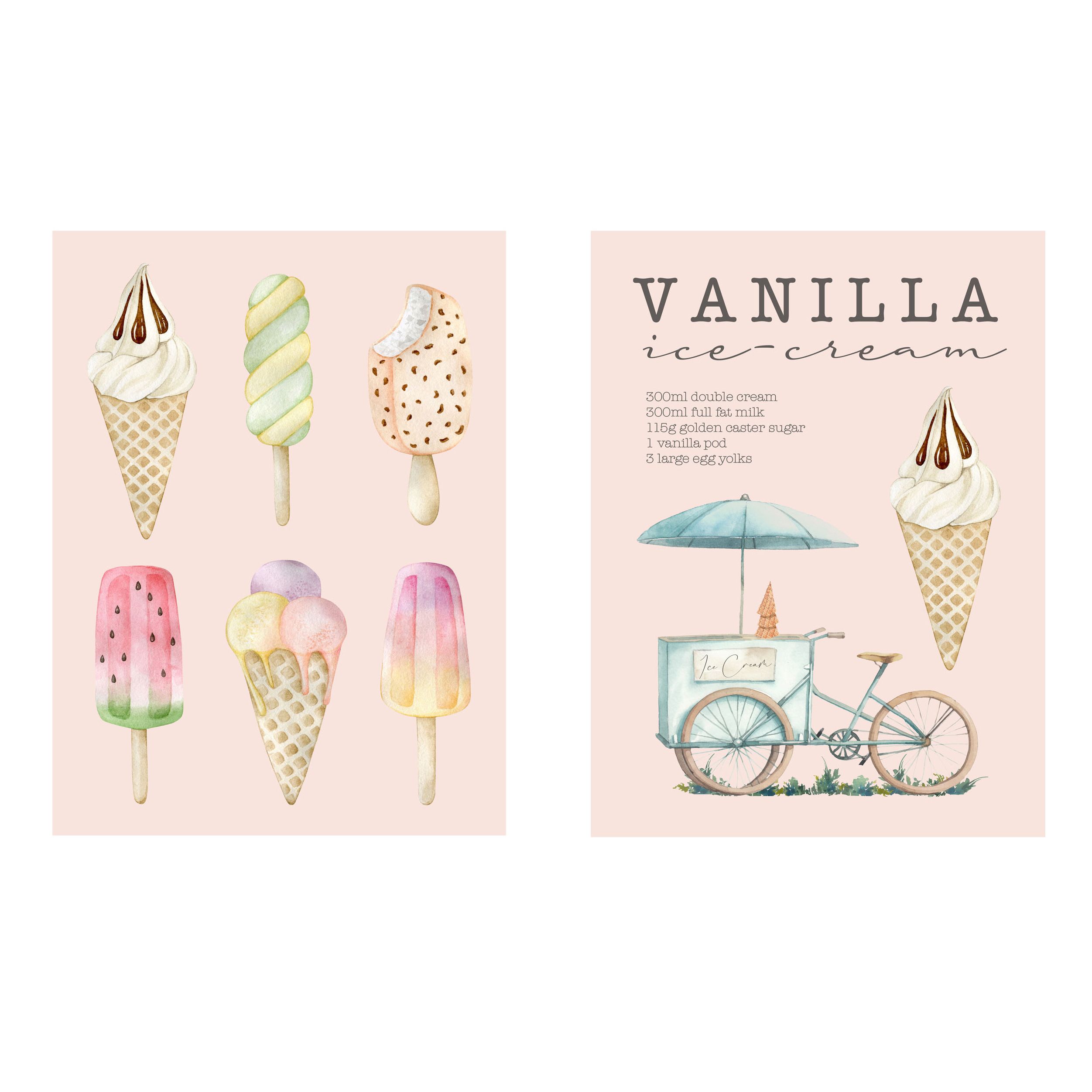 Arthouse Ice Cream Baby Pink Canvas art, Set of 2 (H)30cm x (W)22.5cm