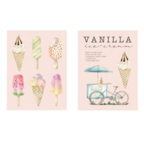 Arthouse Ice Cream Baby Pink Canvas art, Set of 2 (H)30cm x (W)22.5cm