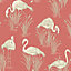 Arthouse Lagoon Coral Flamingos Textured Wallpaper