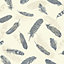 Arthouse Plume Blue & cream Feathers Textured Wallpaper
