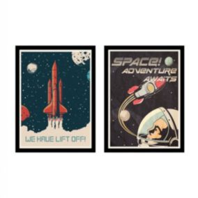 Arthouse Space Black & Red Canvas art, Set of 2 (H)40cm x (W)30cm