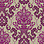Arthouse Vasari Aubergine Damask Glitter effect Wallpaper
