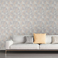 As Creation Bjorn Grey & yellow 3D effect Geometric Textured Wallpaper