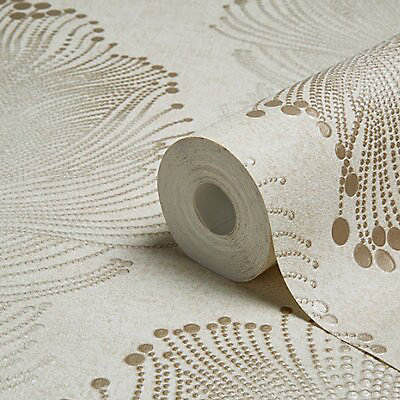As Creation Bohemian burlesque Beige Feather Metallic effect Embossed  Wallpaper | Tradepoint