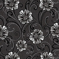 As Creation Liberty Dark grey & white Floral Textured Wallpaper