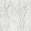 As Creation Life 4 White Silver effect Tree Textured Wallpaper
