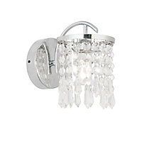 Ashby Faceted glass bead Chrome effect Wall light