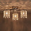 Ashby Faceted glass beads Chrome effect 3 Lamp Ceiling light