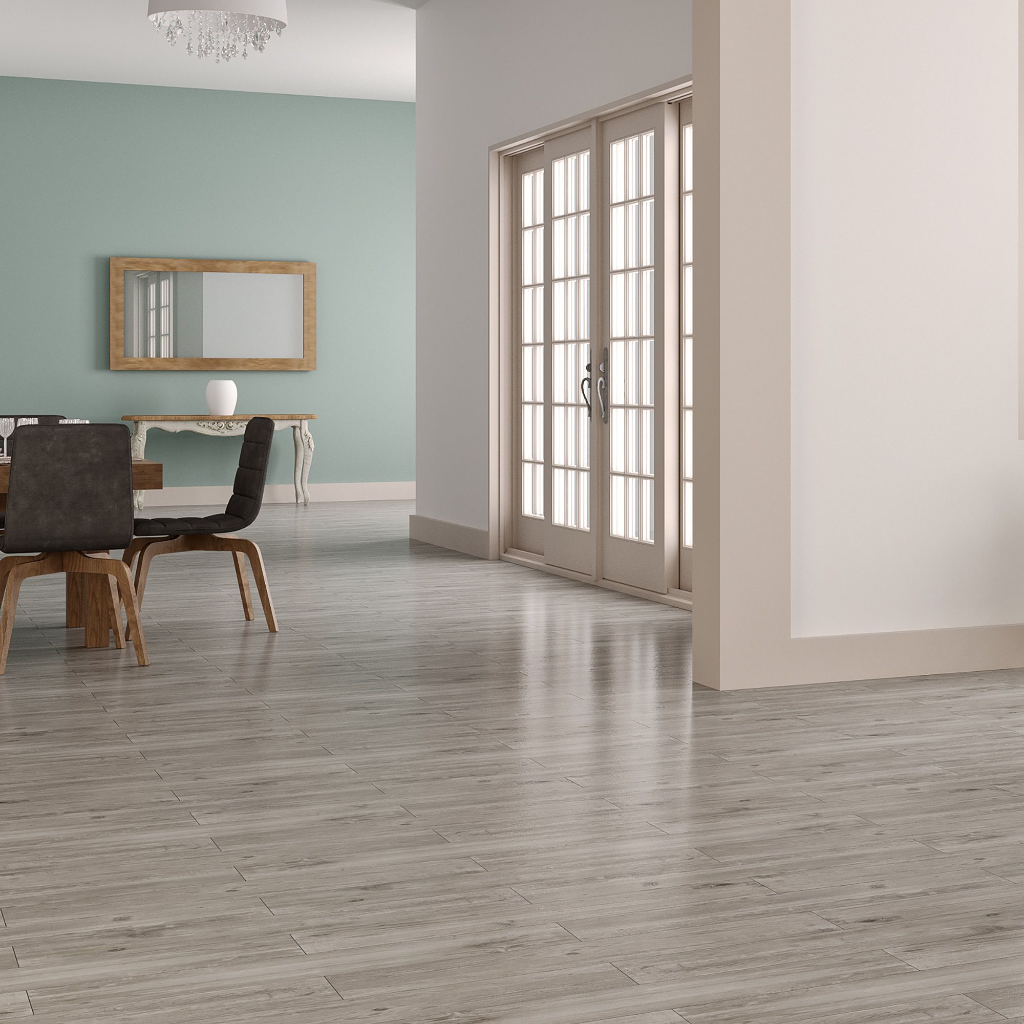 Cotage wood Grey Matt Wood effect Porcelain Wall & floor Tile