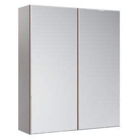 Ashford Double Bathroom Wall cabinet With 2 mirror doors (H)72cm (W)59.5cm