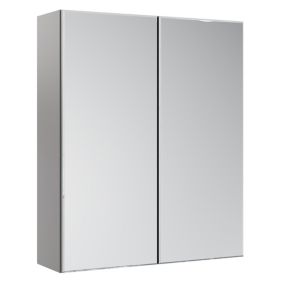 Ashford Dust grey Double Bathroom Wall cabinet With 2 mirror doors (H)72cm (W)59.5cm