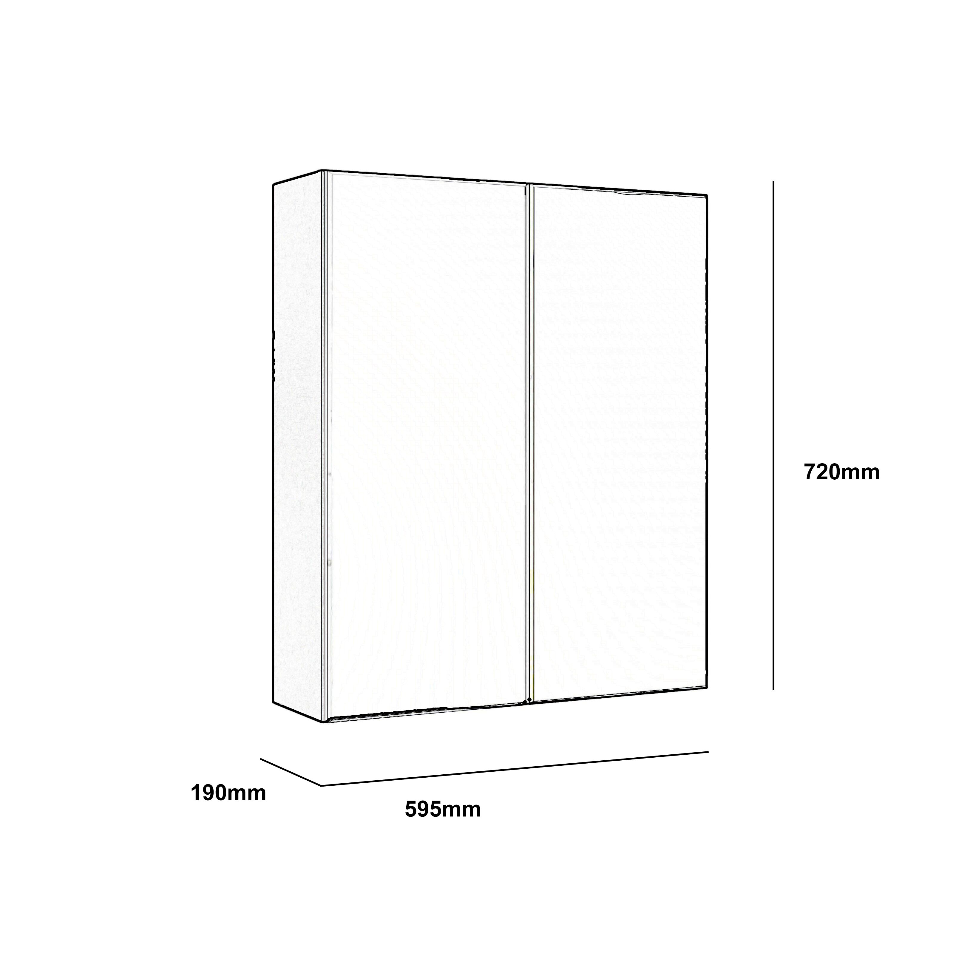 Ashford Kombu green Double Bathroom Wall cabinet With 2 mirror doors (H)72cm (W)59.5cm