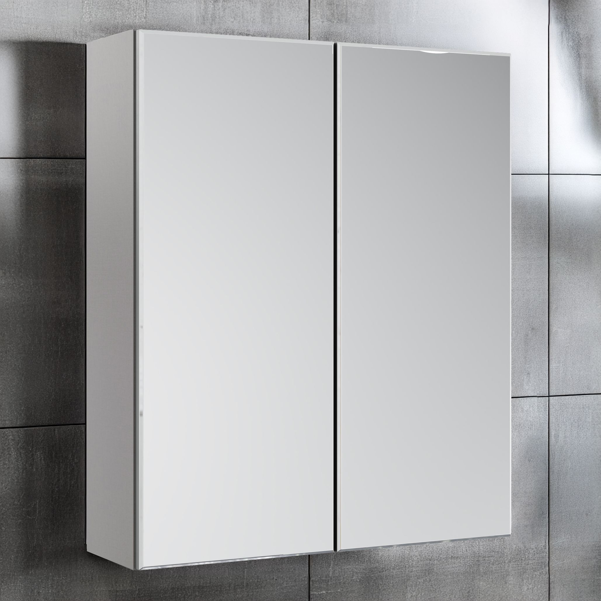 Ashford Kombu green Double Bathroom Wall cabinet With 2 mirror doors (H)72cm (W)59.5cm