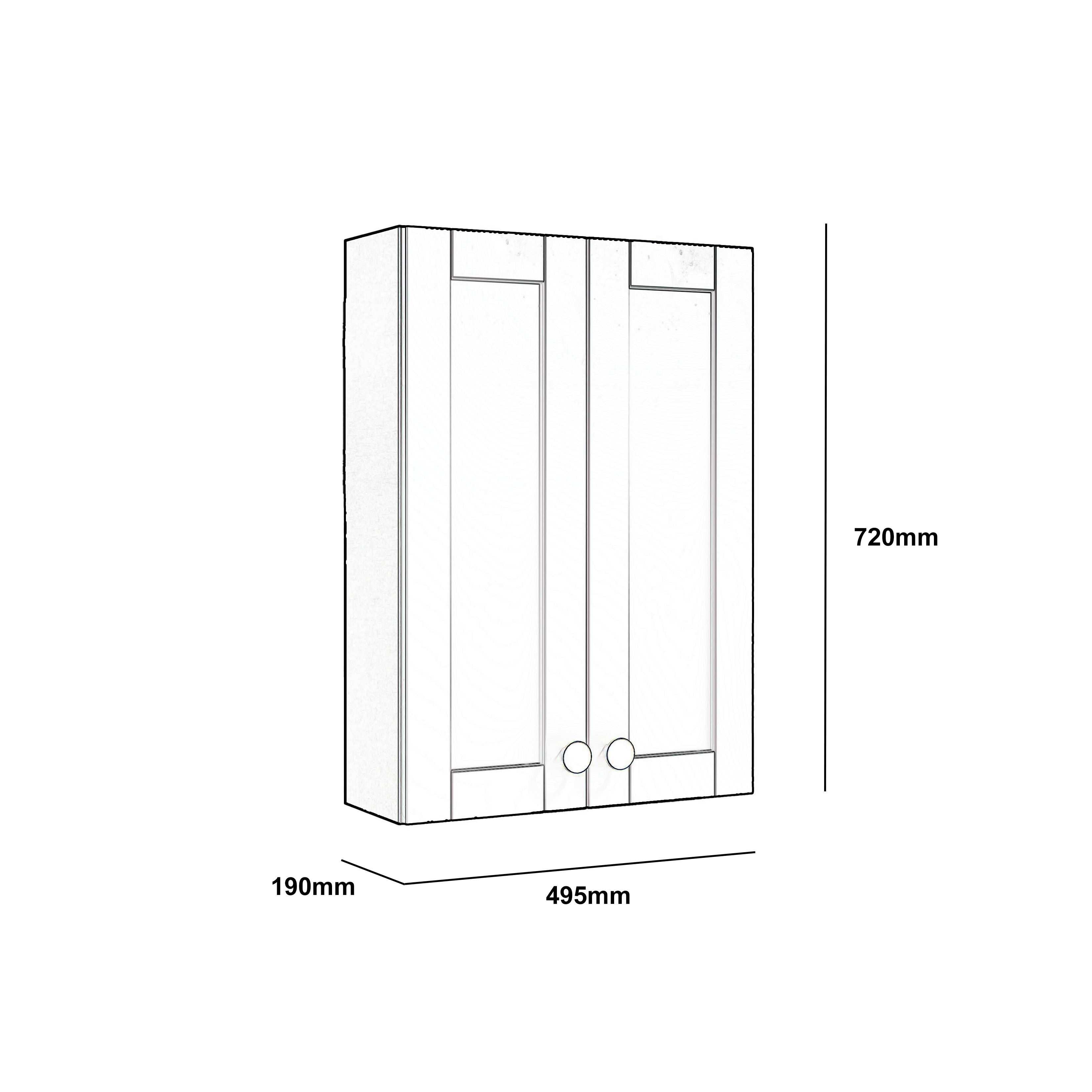 Ashford Matt Dusty grey Shaker Double Wall cabinet (W)495mm (H)720mm