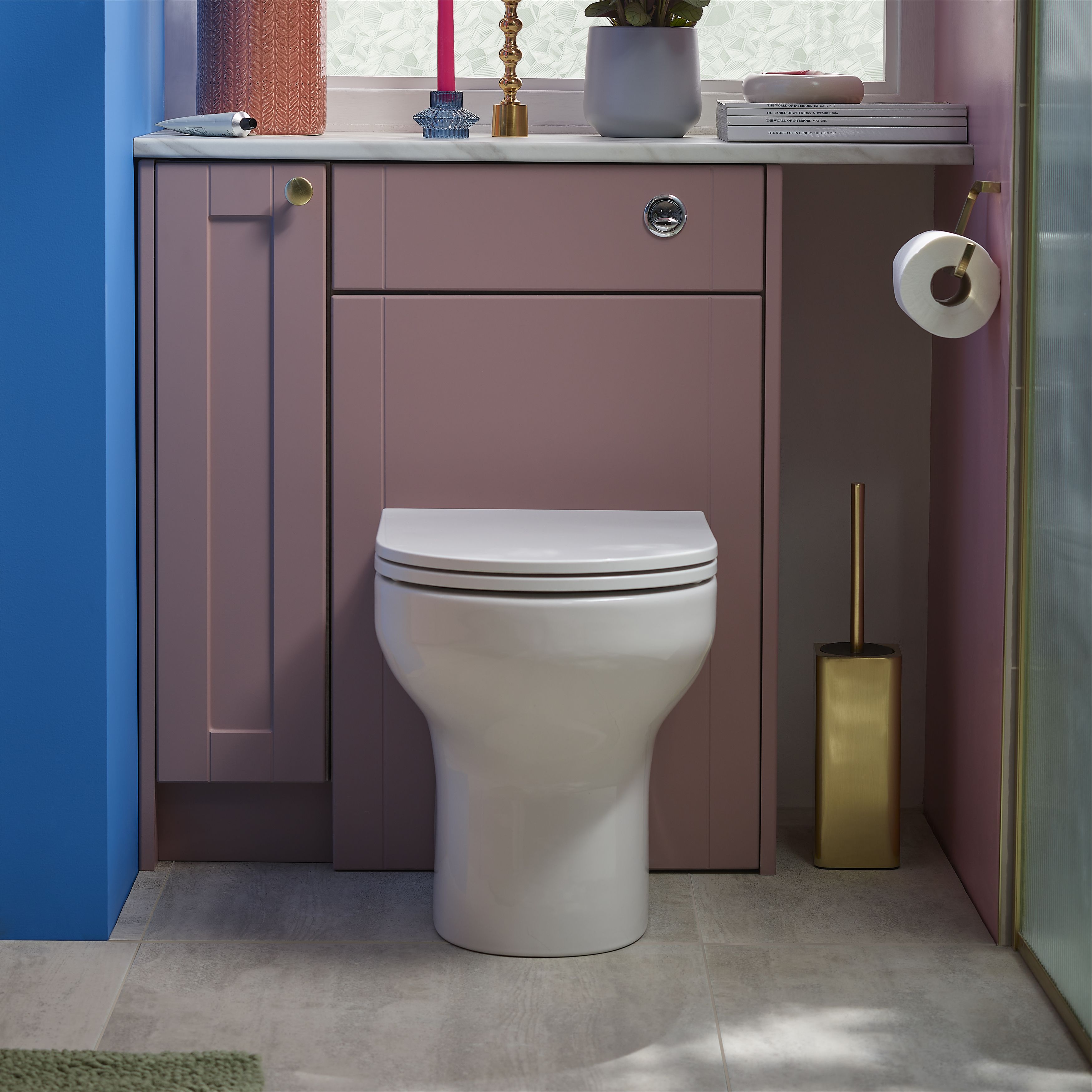 Ashford Matt Dusty pink Shaker Freestanding Toilet Cabinet (W)495mm (H)820mm