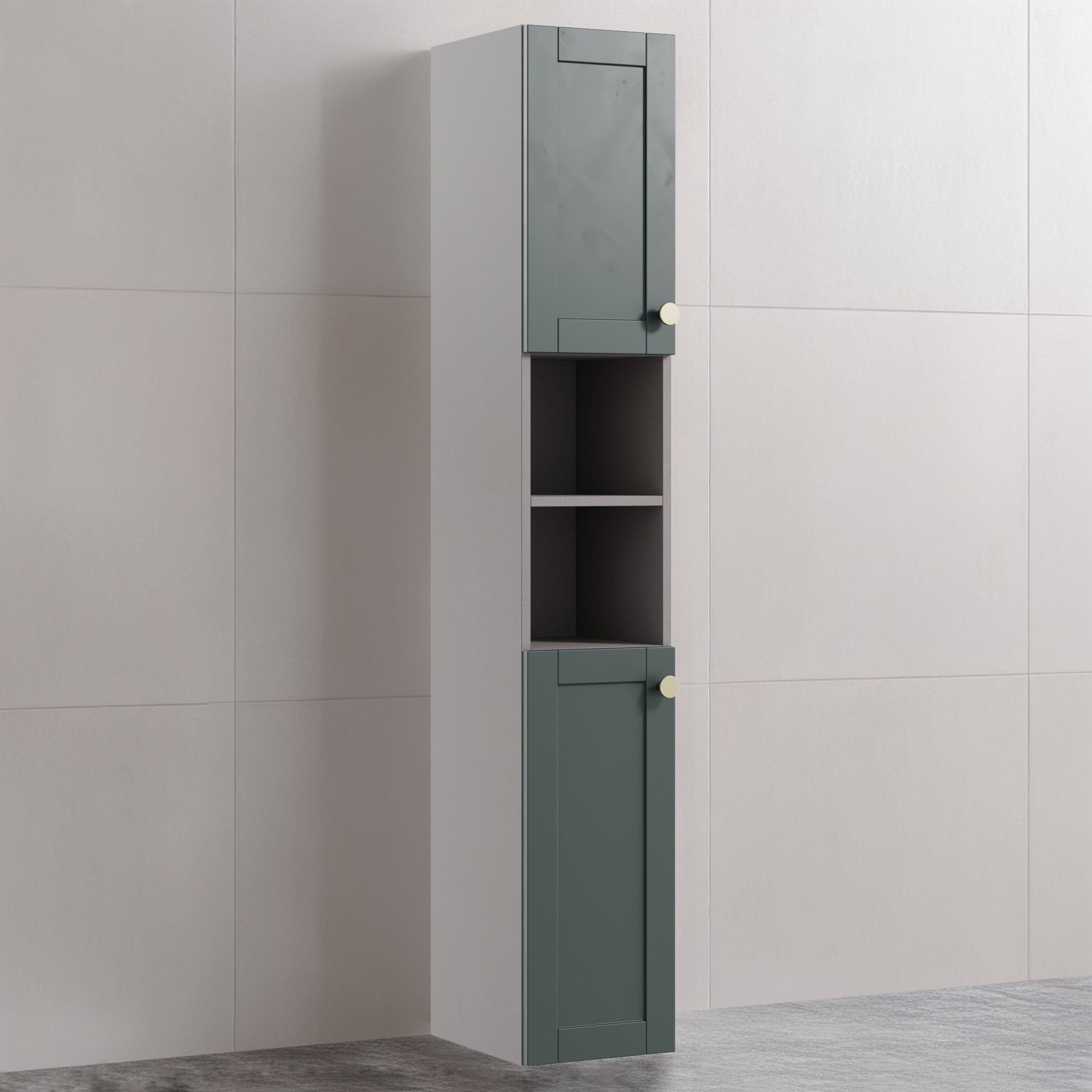 Ashford Matt Kombu green Double Wall-mounted Bathroom Cabinet (H)180cm (W)29.5cm