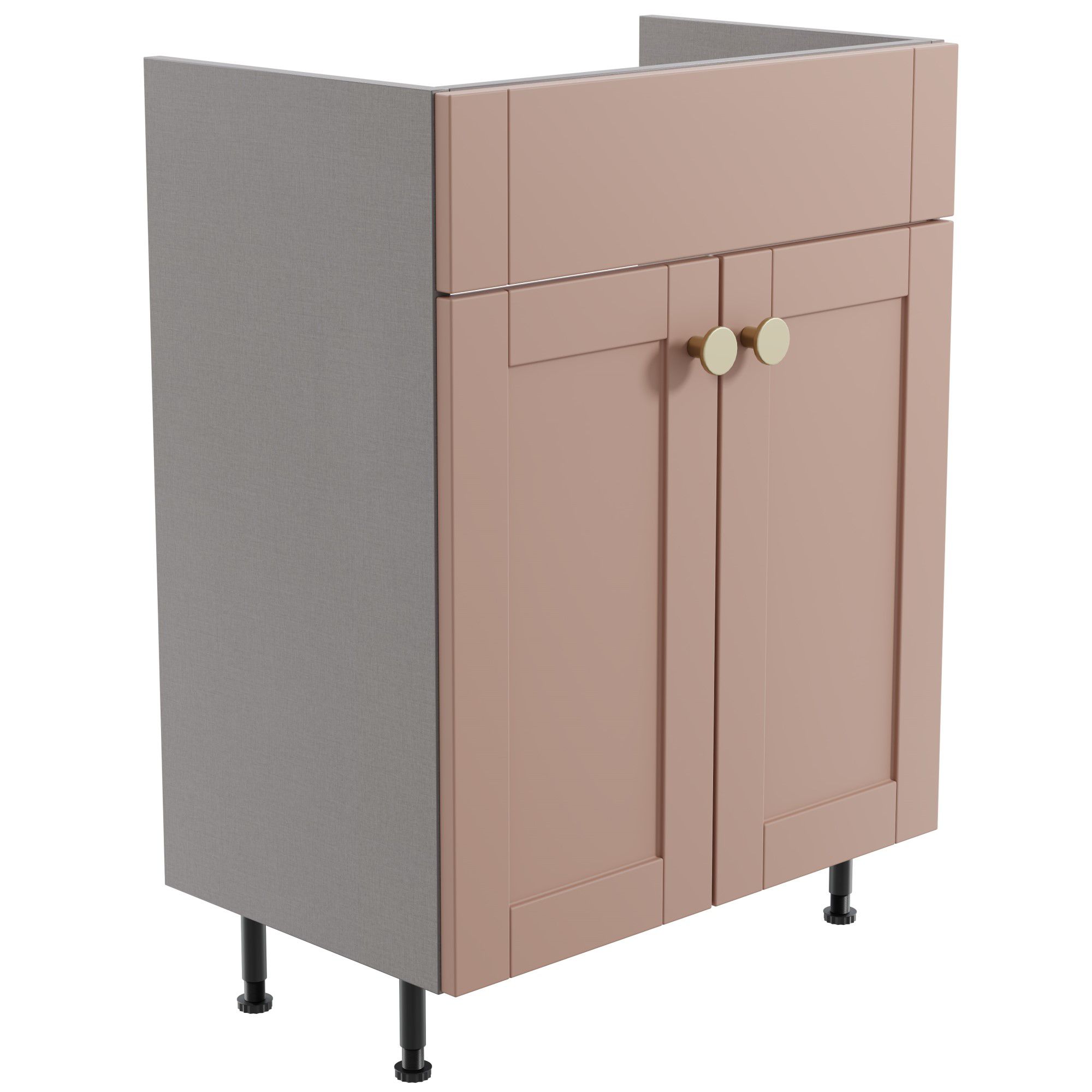 Ashford Standard Matt Dusty pink Double Freestanding Bathroom Vanity unit (H)82cm (W)60cm