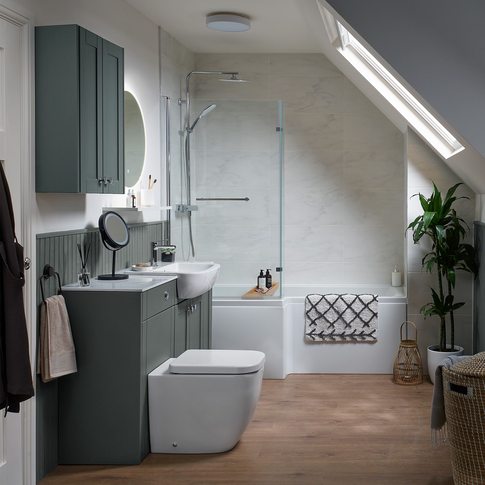 Ashford Standard Matt Kombu green Double Freestanding Bathroom Vanity unit (H)82cm (W)49.5cm