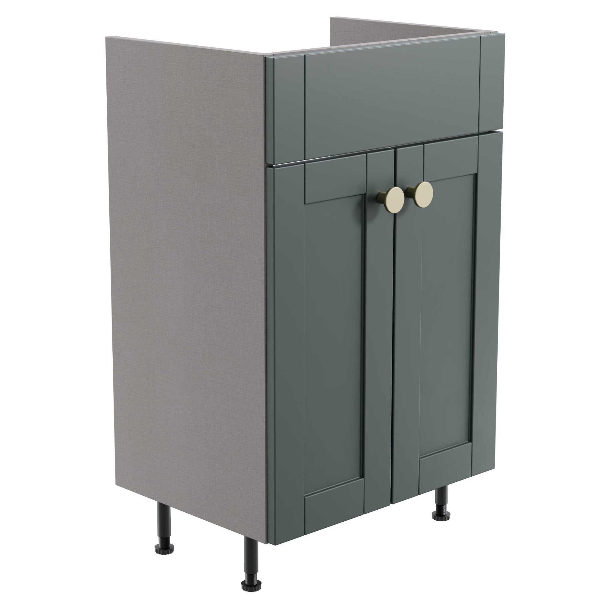 Ashford Standard Matt Kombu green Double Freestanding Bathroom Vanity unit (H)82cm (W)49.5cm
