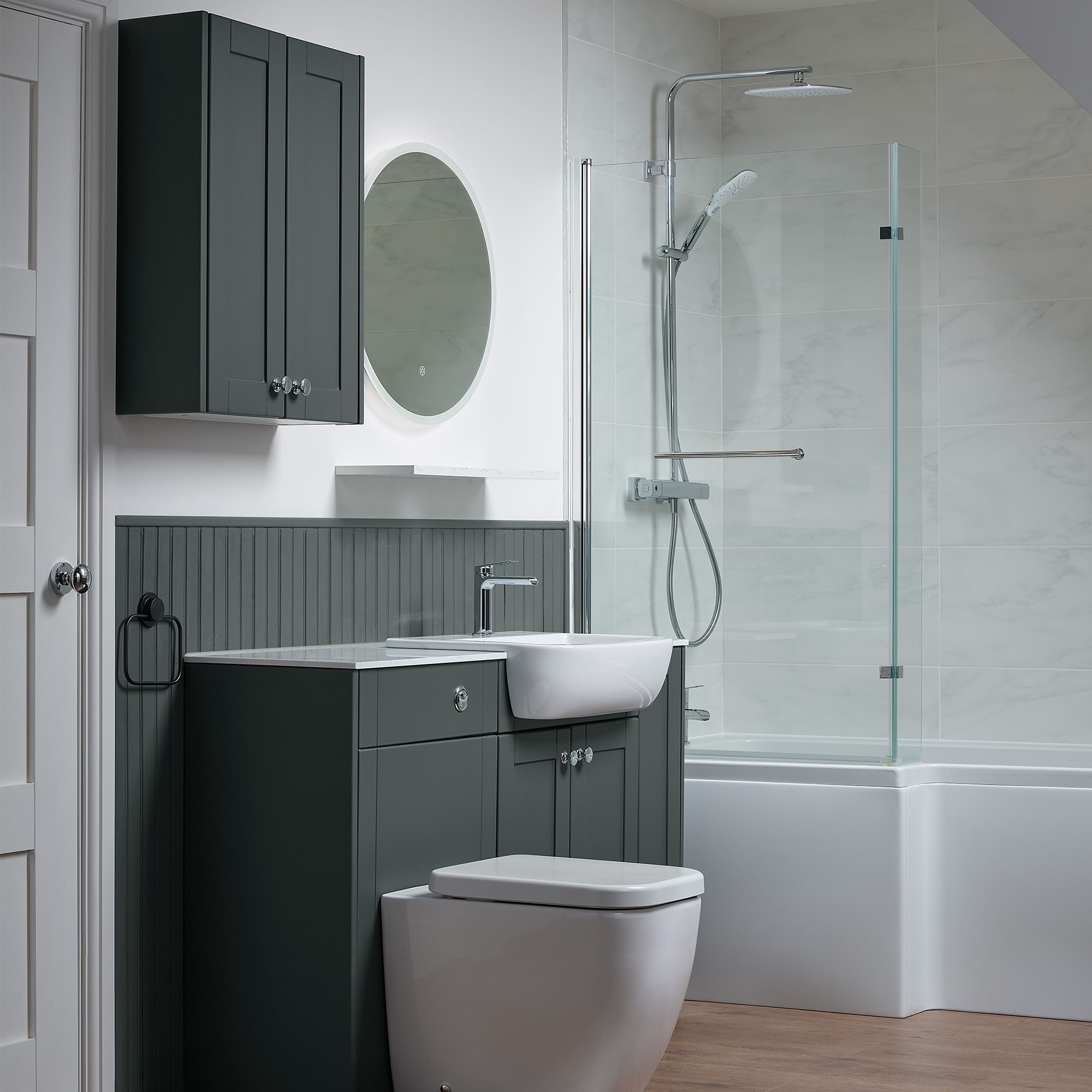 Ashford Standard Matt Kombu green Double Freestanding Bathroom Vanity unit (H)82cm (W)49.5cm