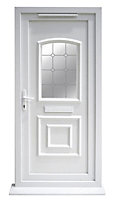 Ashgrove Obscure with leaded pattern Double glazed Panelled White External Front door & frame, (H)2055mm (W)920mm
