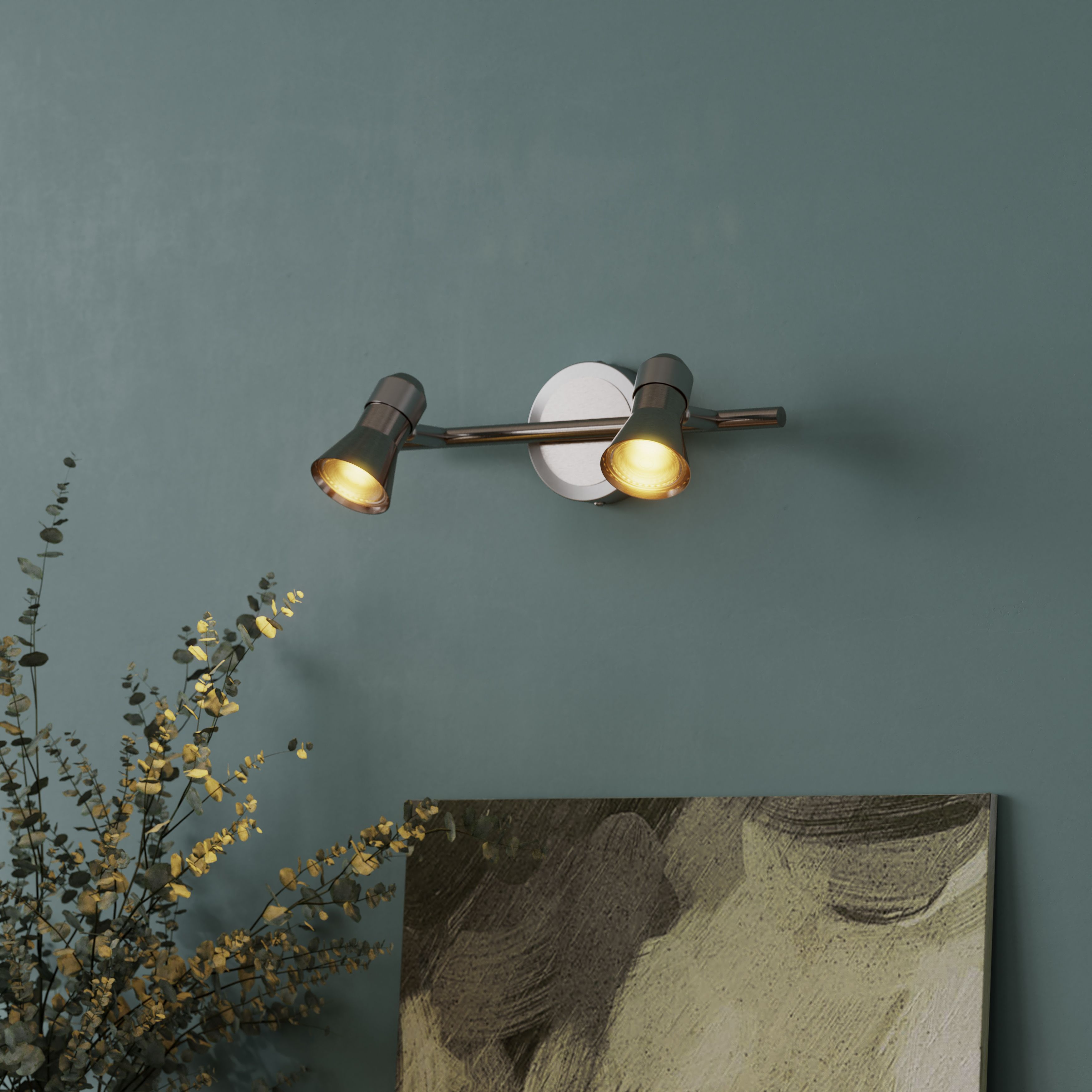 Aspis Modern Satin Nickel effect 2 Light Spotlight