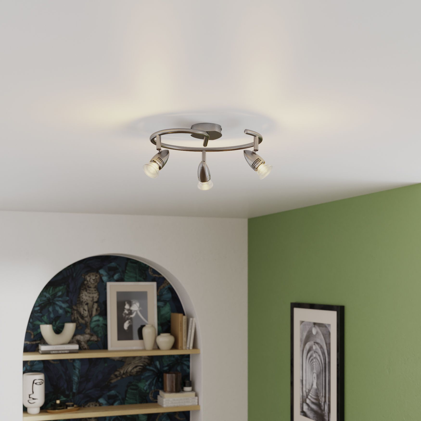 Aspis Spiral Satin nickel effect 3 Light Spotlight