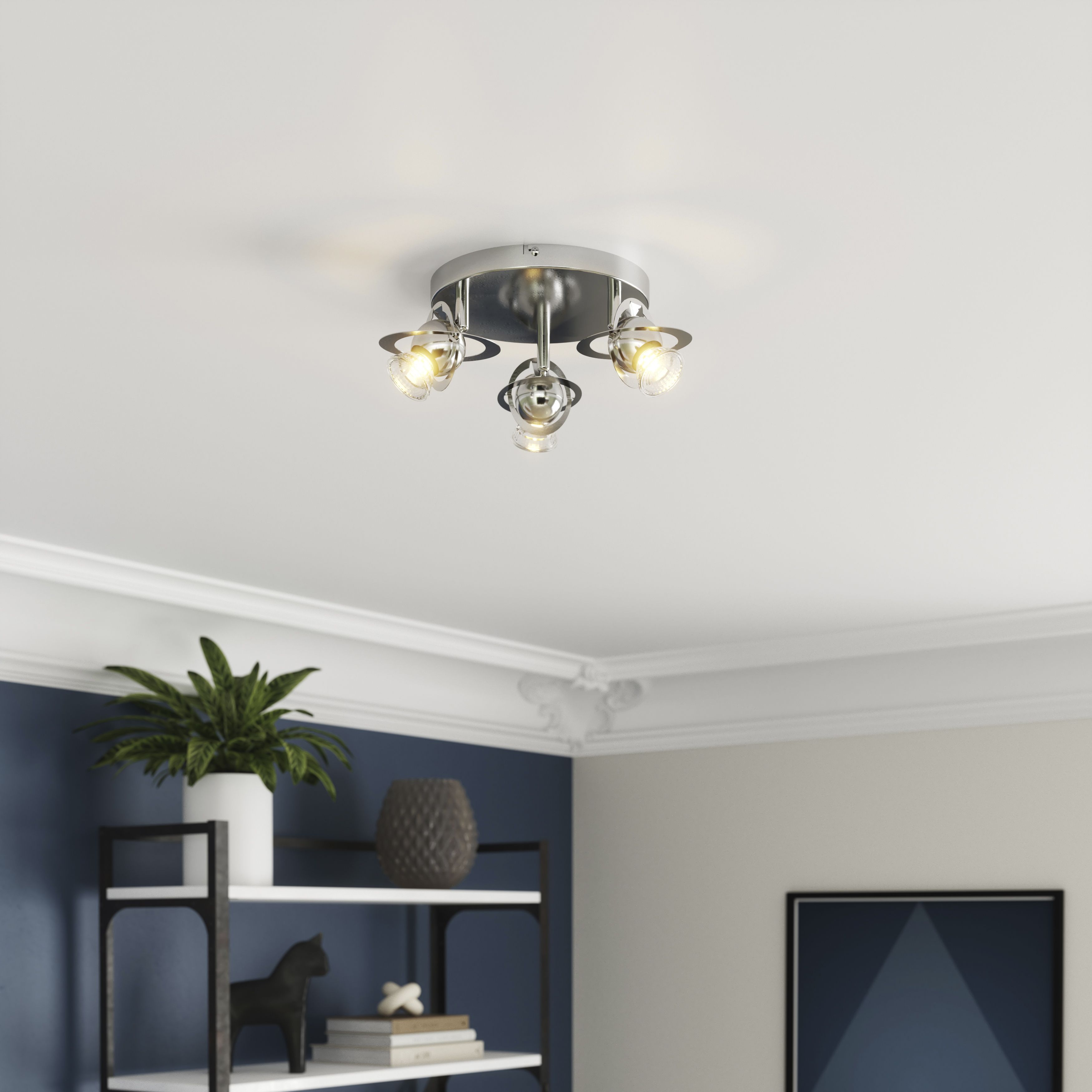 Astraea Plate Chrome 3 Light Spotlight