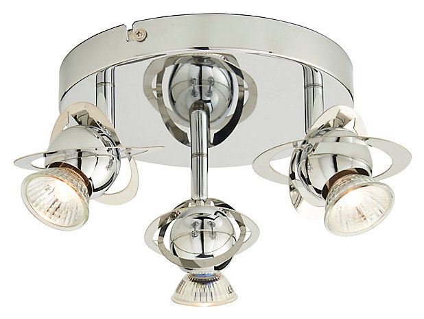 Astraea Silver Chrome Effect Mains Powered 3 Lamp Spotlight Tradepoint - Bamberga Chrome Effect 3 Lamp Ceiling Light
