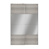 Atomia Contemporary Panelled Mirrored Matt grey oak effect 8 door Sliding Wardrobe Door kit (H)560mm (W)3000mm