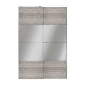 Atomia Contemporary Panelled Mirrored Matt grey oak effect 8 door Sliding Wardrobe Door kit (H)560mm (W)3000mm