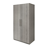 Atomia Freestanding Assembly required Non-mirrored Matt grey oak effect Chipboard 2 Door 0 Drawer Large Double Wardrobe (H)192.9cm (W)100cm (D)59.6cm