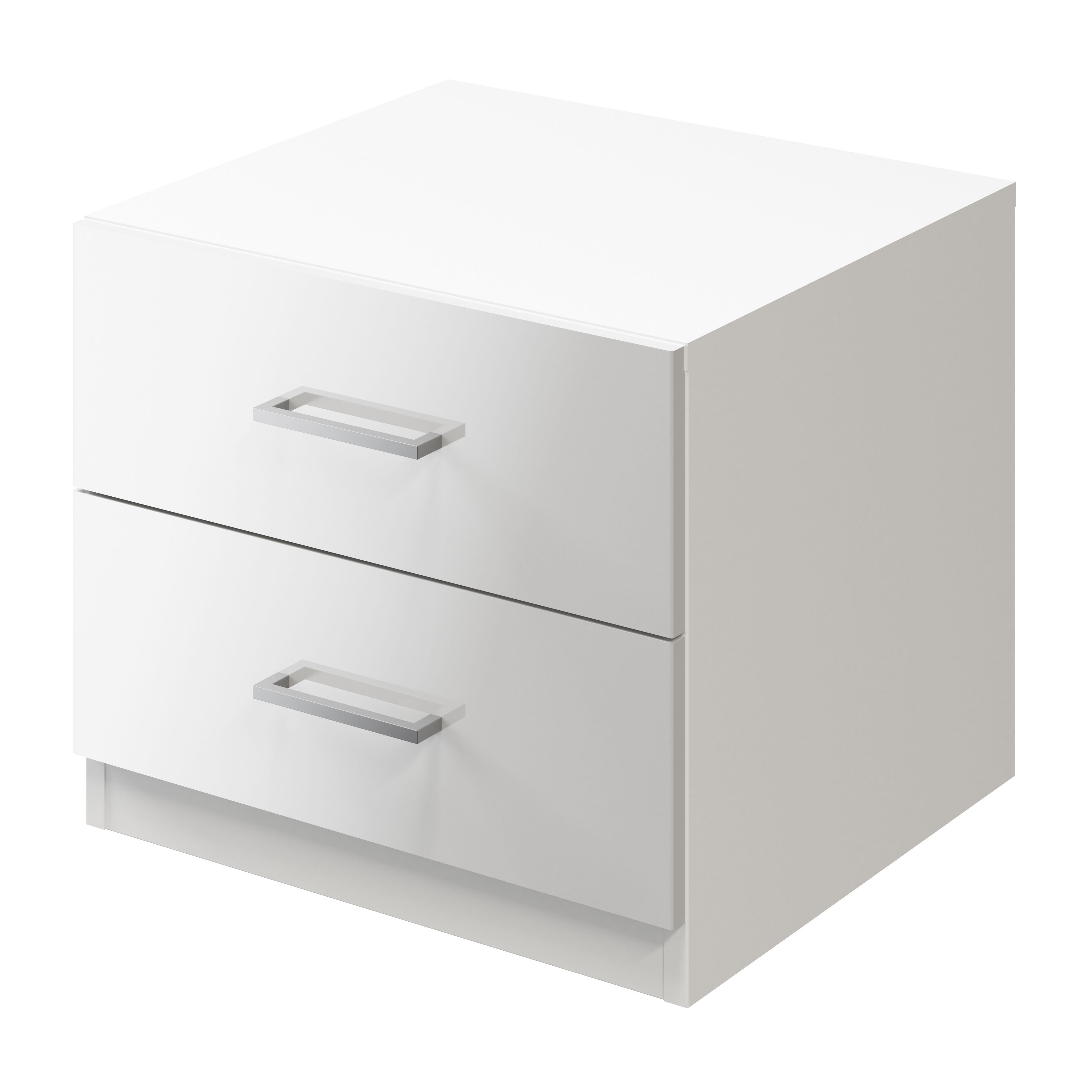 Atomia Freestanding Gloss white 2 Drawer Bedside table (H)429mm (W ...