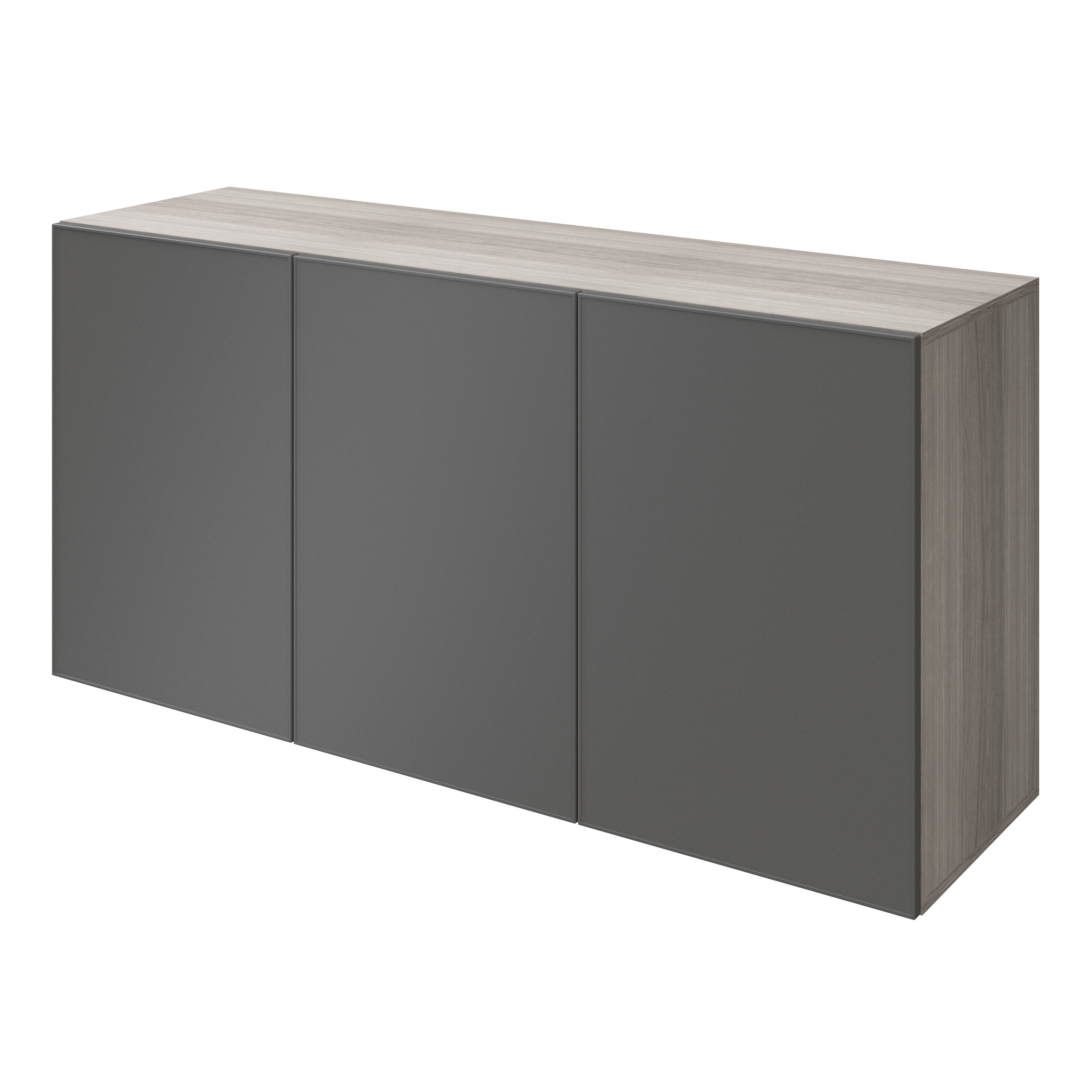 Atomia Freestanding Matt Anthracite Chipboard 3 door 1 drawer Sideboard (H)750mm (W)1500mm (D)470mm
