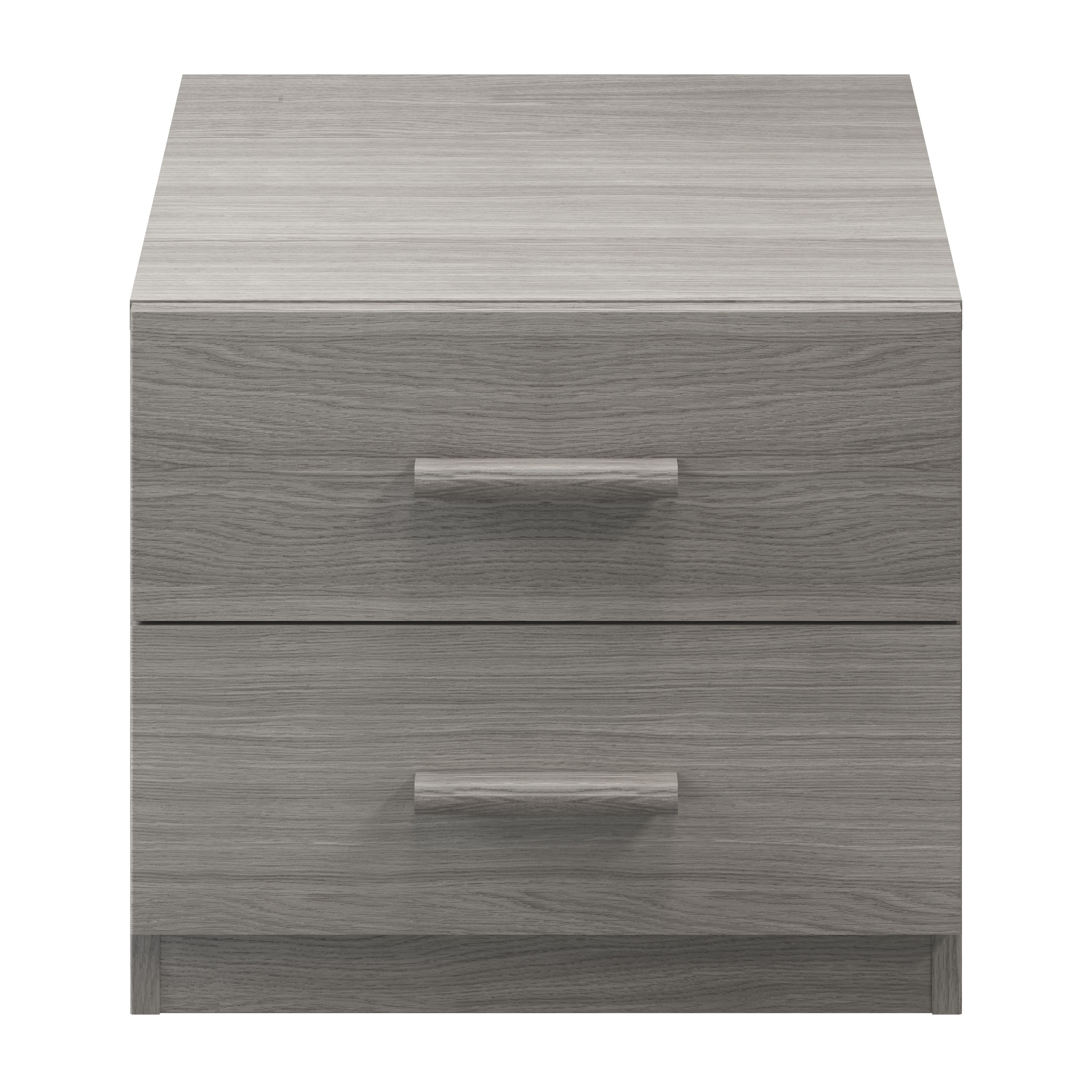 Atomia Freestanding Matt grey oak effect 2 Drawer Bedside table (H)429mm (W)500mm (D)466mm