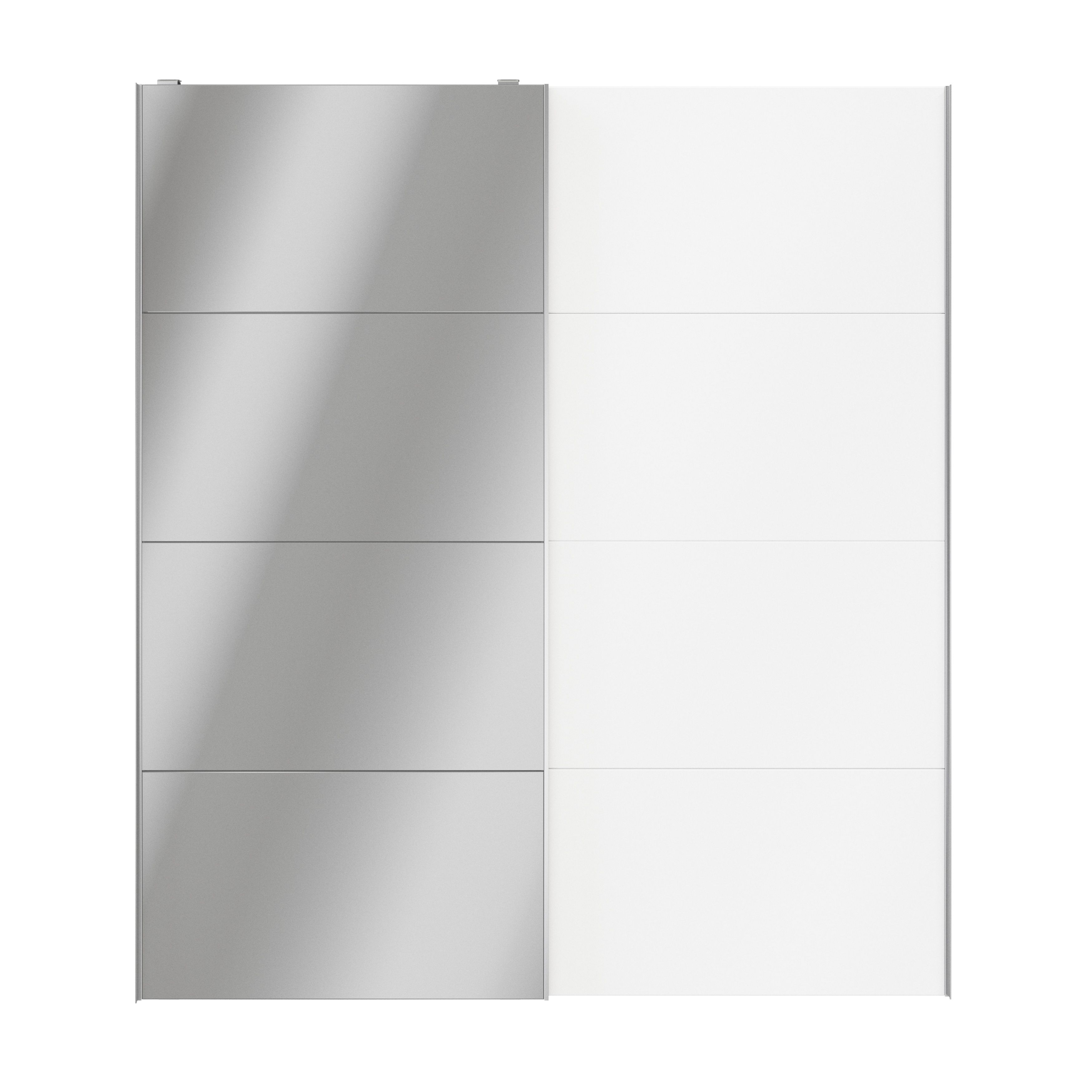 Atomia Freestanding Panelled Mirrored White 2 door Sliding Wardrobe Door kit (H)2250mm (W)2000mm