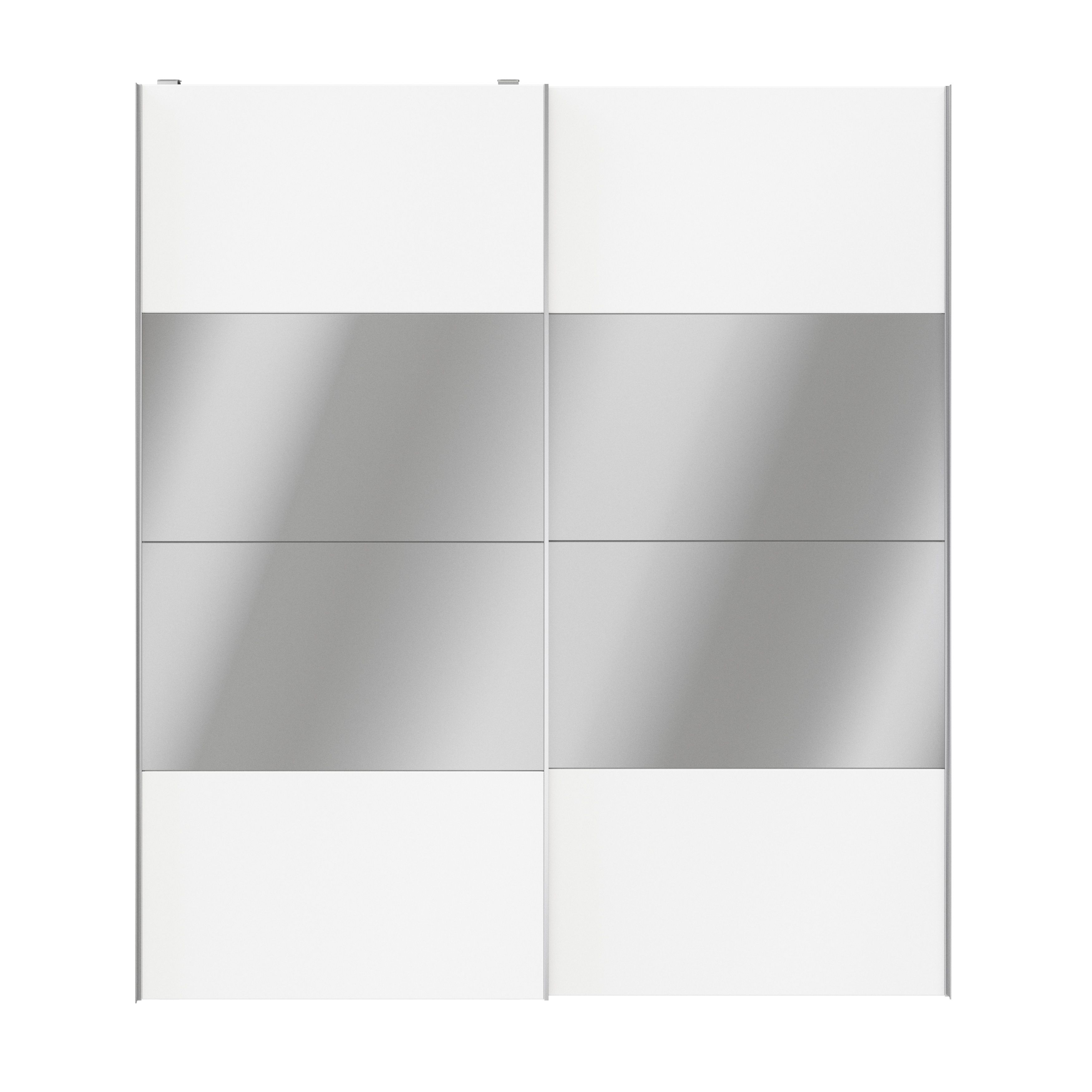 Atomia Freestanding Panelled Mirrored White 2 door Sliding Wardrobe Door kit (H)2250mm (W)2000mm