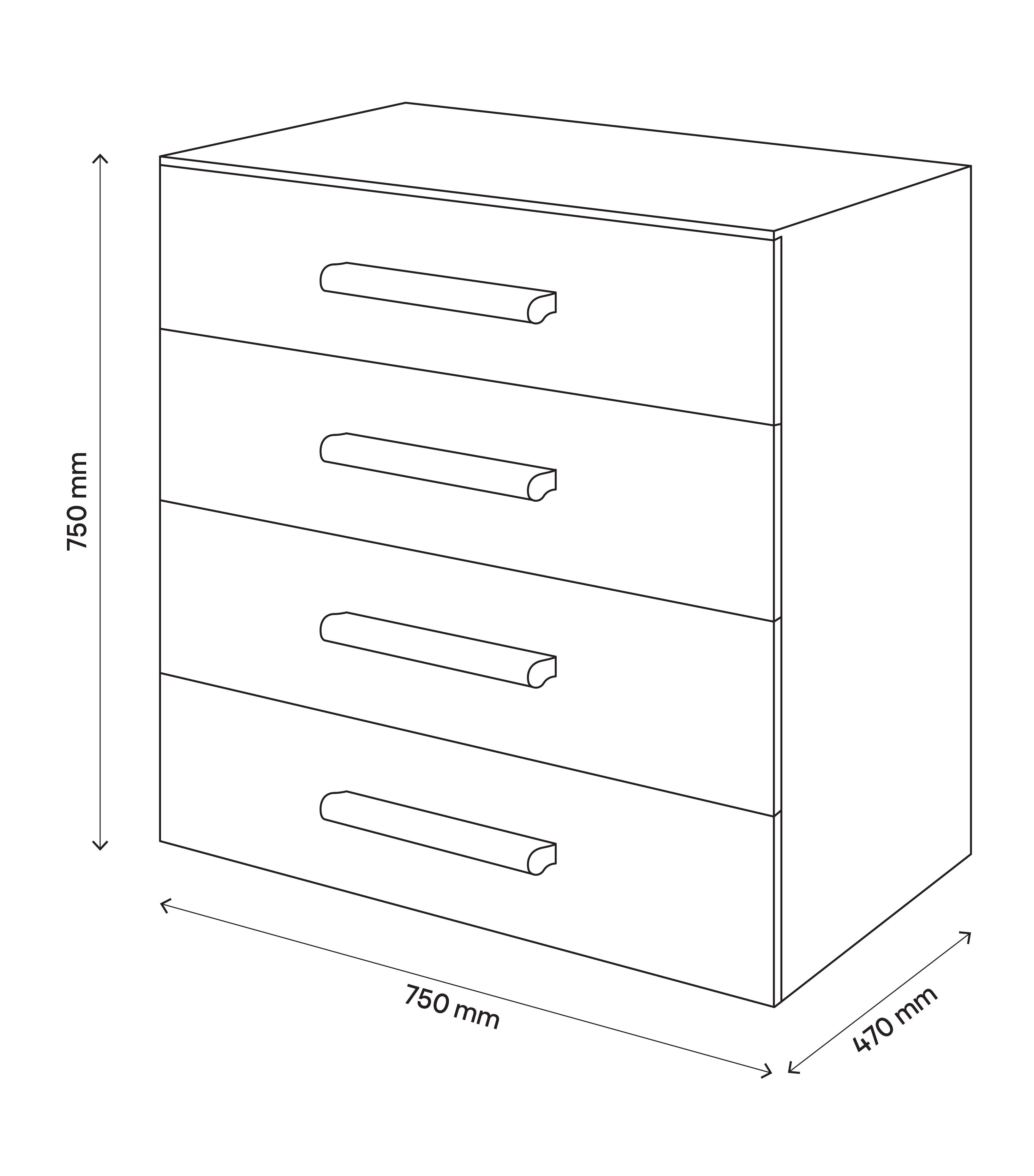 Atomia Freestanding White 4 Drawer Single Chest of drawers (H)750mm (W)750mm (D)470mm